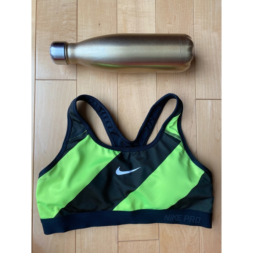 Nike Lime Green & Black Stripe Sports Bra